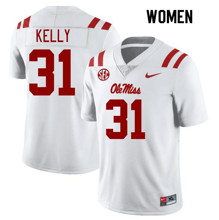 Women #31 Torian Kelly Ole Miss Rebels College Football Jerseys Stitched Sale-White